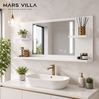 Miroir de salle de bain intelligent à LED Mars Villa, design personnalisé, dernière génération, avec étagères de rangement intégrées pour projets hôteliers