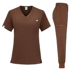 Women <b>Scrub</b> <b>Set</b> V-Neck Top And Pants Moisture Wicking Polyester Cotton Hospital Uniforms Split <b>Set</b> S XXL - Product Image 5