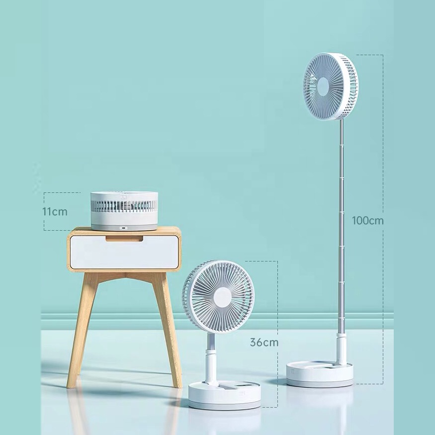 Регулируемая по высоте стоячий вентилятор складной и портативный напольный вентилятор 4 скорости супер тихий 7200 мА/ч, аккумуляторная батарея мини-вентилятор с USB