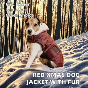 도매 인조 모피 레드 크리스마스 애견 의류 재킷 코트, 반려동물 제품 - Product Image 6