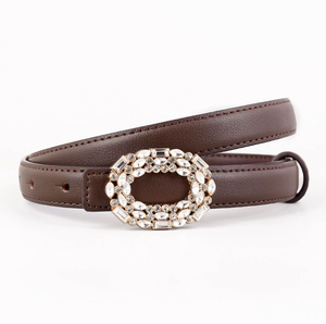Ceinture en cuir de luxe pour femmes, style rétro, longueur personnalisée, boucle en alliage de diamant et de perle de haute qualité - Product Image 6