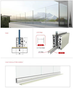 Кондибе балкон Бескаркасный стеклянный забор перила базовый канал - Product Image 3