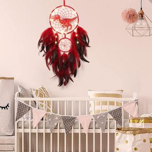 <span class=keywords><strong>Attrape</strong></span>-rêves dinosaure pour enfants plume fait à la main décor à la maison tenture murale avec Double anneau pour chambre d'enfant garçon cadeau d'anniversaire - Product Image 4