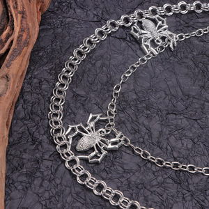 Cadena de cintura de doble capa con diseño de araña, estilo punk, para mujer, cadena corporal de plata tibetana, accesorio de joyería para fiesta - Product Image 4
