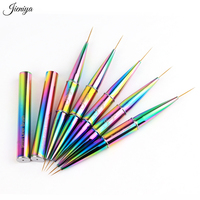 Pinceaux à ongles populaires avec logo personnalisé, manche métallique coloré effet aurore, double embout, pour liner et détails fins