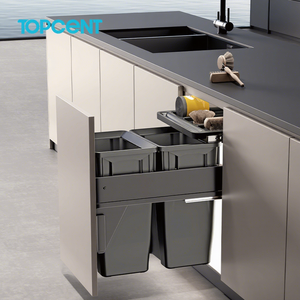 Poubelle double en plastique Topcent avec système de séparation des déchets et kit coulissant à fermeture douce pour cuisine - Product Image 2