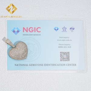 Colgante de Corazón de Diamante Cultivado en Laboratorio de Oro Sólido de 10k Personalizado con Incrustaciones de Diamantes, con Certificado, Joyería Hip Hop - Product Image 3