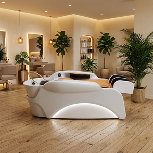 KISEN Lujosa Cama de Masaje para Champú, Spa Capilar con Diseño de Circulación de Agua, Requiere Fontanería, Estación Multifuncional para Lavado de Cabello con Esponja - Product Image 1