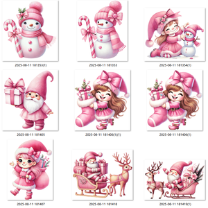 कस्टम प्रिंट गर्मी हस्तांतरण के लिए तैयार, विनील गुलाबी क्रिसमस पात्रों को प्रेस करने के लिए तैयार - Product Image 1