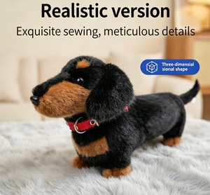 Ensemble de jouets en peluche réalistes Teckel, adorable chien long en peluche, poupée chiot douce avec collier, cadeau réconfortant pour enfants garçons <span class=keywords><strong>et</strong></span> filles - Product Image 1