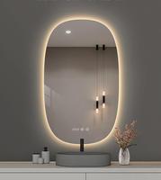 Miroir de douche de forme ovale rétro-éclairé moderne en continu à gradation éclairée par LED personnalisée tactile