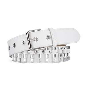 <span class=keywords><strong>Ceinture</strong></span> Y2K en alliage d'<span class=keywords><strong>argent</strong></span> de haute qualité, style punk rock décontracté, pour hommes <span class=keywords><strong>et</strong></span> femmes, avec œillets <span class=keywords><strong>et</strong></span> clous noirs, 2 pouces, 110-120 cm - Product Image 6