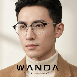 Monturas de Gafas Ópticas Redondas Semi-Sin Montura para Hombre LF9023 con Lentes Anti Luz Azul AC, Tamaño Mediano, para Uso Profesional - Product Image 3