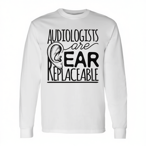Maglietta promozionale a maniche lunghe con stampa 'Audiologi: Orecchio Sostituibile' - Product Image 2