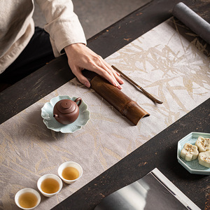 Zen-inspired Tea <b>Table</b> <b>Runner</b> Waterproof Traditional Chinese Style Dry Brewing Mat for Kung Fu Tea Set Accessories - Product Image 4