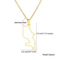 Collier ras du cou tendance avec pendentif carte de la Martinique en acier inoxydable pour femme et homme, couleur or et argent
