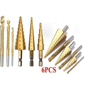 Yiduo Metric Step <b>Drill</b> <b>Bits</b> Hex Shank TiCN Coated For Nonferrous Metals 6Pcs Set - Product Image 1