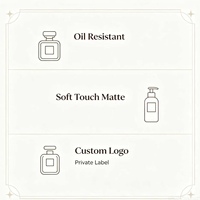 Autocollant personnalisé en vinyle mat doux au toucher, résistant à l'huile, avec logo privé pour les flacons de sérum, de lotion, de parfum et de rouge à lèvres.