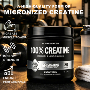 Richtek Creatina Monohidrato Micronizada en Polvo 400g Sin Sabor, Suplemento para el Desarrollo Muscular, Fuerza y Rendimiento, 80 Porciones, OEM - Product Image 4