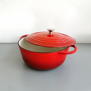 Ustensiles de cuisine <span class=keywords><strong>en</strong></span> émail rouge antiadhésif Casserole Casserole Couvert <span class=keywords><strong>en</strong></span> <span class=keywords><strong>fonte</strong></span> Four hollandais 6 pintes - Product Image 4