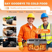 Boîte à lunch électrique double couche 100W 2,8L, chauffe-plat portable 3-en-1 pour voiture, camion, bureau, maison, adultes