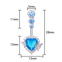 Anneaux de nombril en acier inoxydable en forme de cœur, clous de piercing, bijoux de corps pour femmes, pour fête et cadeau