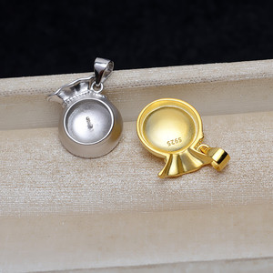 S925 <b>Silver</b> Money <b>Bag</b> Pendant 9mm Mabe Pearl Holder DIY Jewelry Charm Fine Pendant Accessory - Product Image 4