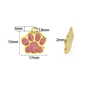 HC522 Dijes Colgantes de Esmalte Brillante con Huellas de Pata de Gato, Perro y Oso, Color Metal Dorado, 16x18mm, para Llaveros y Collares de Mascota - Product Image 5