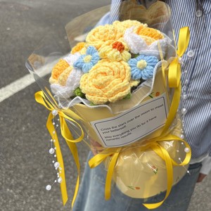 Ramo de Flores Tejidas a Mano <span class=keywords><strong>para</strong></span> el Día de la Mujer, 8 de Marzo, con Claveles y Rosas, Regalo <span class=keywords><strong>para</strong></span> <span class=keywords><strong>Niñas</strong></span>, Mamás y San Valentín - Product Image 5