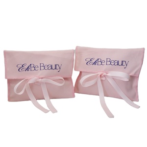 Pochette à rabat personnalisée écologique pour vêtements, sac enveloppe en coton recyclable avec option logo nœud rose - Product Image 1