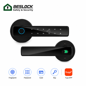 Tuya Smart Door Lever Lock Keyless Entry Handle Lock Fingerprint Password IC Card Key APP Unlock for Residential Interior Door