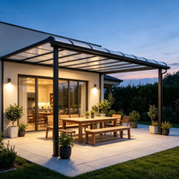 Auvent extérieur pratique en alliage d'aluminium, toit en polycarbonate, auvent imperméable pour piscine, jardin, terrasse