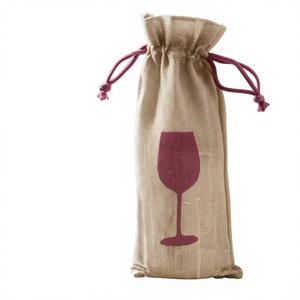 Eco Friendly Jute Medium Wine <b>Bottle</b> <b>Bag</b> Handmade Reusable Custom Logo Rope Drawstring Closure Supermarket Use Gift Packaging - Product Image 4