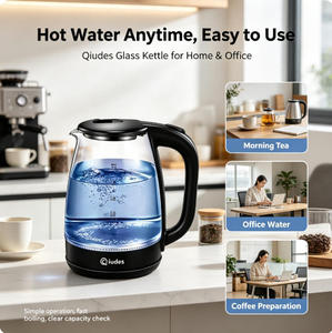 Bouilloire électrique en verre Qiudes 1,8 L, ébullition rapide, arrêt automatique, niveau d'eau visible, sans fil, pour la maison et le bureau - Product Image 5