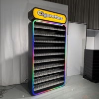 Vitrine à tabac LED avec boîte lumineuse, présentoir promotionnel pour cigarettes, vitrine en bois pour supermarché, station-service, aménagement de magasin