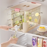 Seau de stockage de boissons domestique transparent à double compartiment, grande capacité 6,5 L, design moderne en PP, avec double robinet