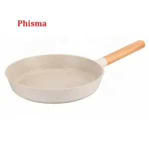 Die-cast Aluminium Fry Pan Granite Frying Pan With Wooden Handle Induction Bottom Cookware Sets