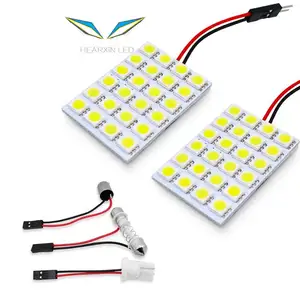 Lámpara de mapa de lectura de Panel de coche, iluminación Interior de techo, bombilla LED SMD, 5050, 6/9/15/24, adaptador de Base de festón BA9S T10 C5W