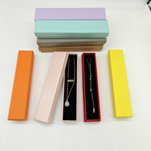 Hot Sale YMT01 Custom Logo Cardboard Paper Lid and Base Jewelry <strong>Gift</strong> <strong>Box</strong> for Necklace <strong>Long</strong> Chain <strong>Box</strong> With Floking Foam Insert - Product Image 3
