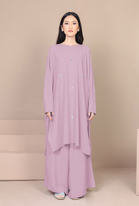 SIPO-Conjunto de dos piezas de ropa para mujer, vestido modesto de manga larga azul, ropa musulmana, 2 uds. - Product Image 4