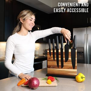 Nhà Sản Xuất Tùy Chỉnh Nhà Gỗ Hai Mặt Từ Knife Chủ Dao Nhà Bếp Lưu Trữ Giá Nam Châm Công Cụ Phần Còn lại - Product Image 6