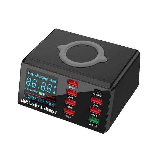 Multiport USB Charging Station,100W 8 Port USB Fast Charging Station,with Quick Charge QC 3.0 and PD Speed Wall Charger