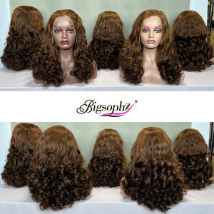 # Peluca de Cabello Humano Virgen 4 Funmi SDD, Color Marrón Chocolate, 16 Pulgadas, Rizado y Voluminoso, 13x4, Parte Libre, Encaje Frontal Transparente, 350% de Densidad - Product Image 4