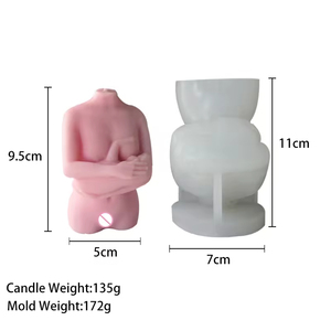 J173 Nouveau design Soja parfumé <span class=keywords><strong>Femmes</strong></span> <span class=keywords><strong>enceintes</strong></span> Corps nu Torse incurvé Bougie Moule Allaitement Femme Bougie Moules en silicone - Product Image 6