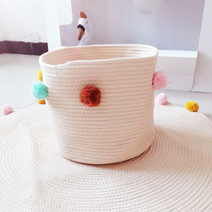 Cesta de cuerda tejida <span class=keywords><strong>para</strong></span> almacenamiento en el hogar, cesta bonita y plegable con borlas <span class=keywords><strong>para</strong></span> niños, cesta organizadora de <span class=keywords><strong>juguetes</strong></span> <span class=keywords><strong>para</strong></span> bebés - Product Image 5