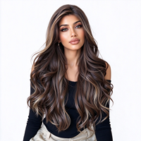 Perruque synthétique 13x6 Lace Frontal Body Wave, longue, ondulée, en fibre haute température, résistante à la chaleur, avec raie au milieu, effet volumineux, prête à porter