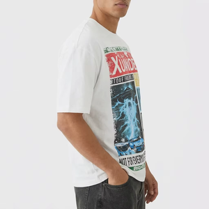 T-Shirt Personalizzata di Alta Qualità con Stampa Grafica, Cotone Pesante 280gsm, Maglietta Oversize da Uomo Stile Hip Hop Streetwear, Bianca a Maniche Corte - Product Image 2