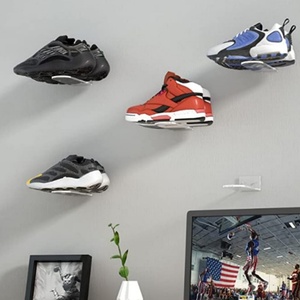 Shoe Wall Shelf - 6 Clear <b>Floating</b> Acrylic Shoe Shelves to Display and Showcase Your Sneaker Collection - Product Image 1