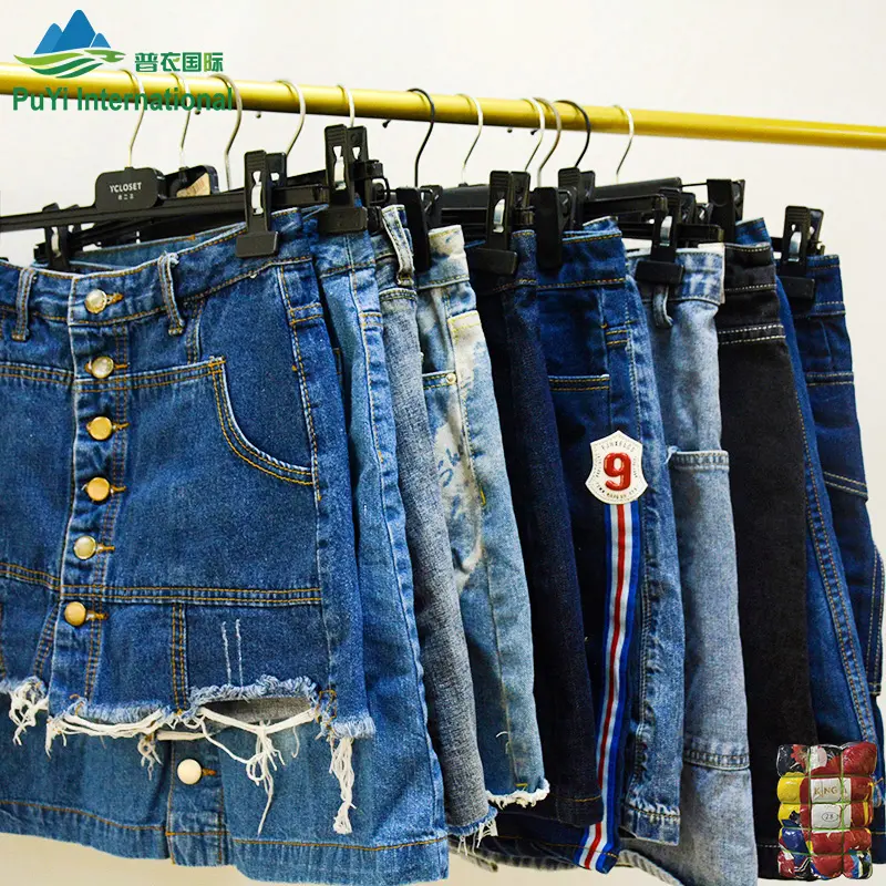 Wholesales Ladies Denim Skirts Short Second Hand Clothes Online Used Clothing Thrift Clothes Branded Used