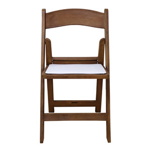 Chaise rembourrée pliante en résine d'aspect bois/chaise Wimbledon en résine/chaise pliante <span class=keywords><strong>americana</strong></span> avec coussins de siège blancs - Product Image 6